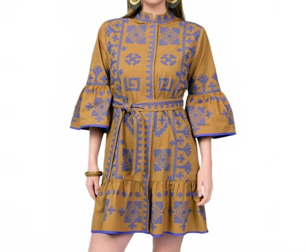 NEW UNCLE FRANK the seraphina embroidered dress in brown